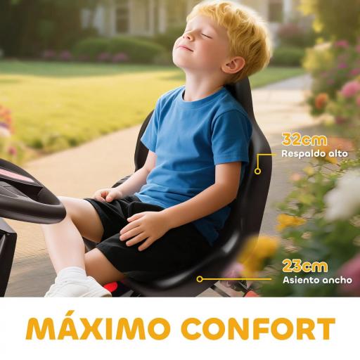 Kart Pedales para Niños de +3 Años con Embrague Automático Freno Ruedas Antideslizantes de EVA y Marco Metálico Rojo [3]