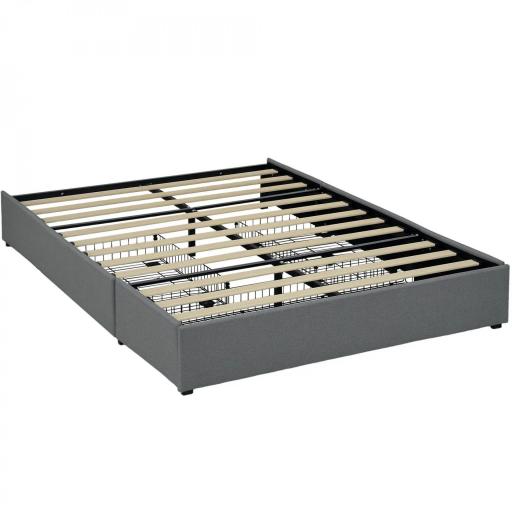 Cama Doble 140x190 cm Somier con 3 Cajones y Estructura de Metal Carga 363 kg Gris [1]