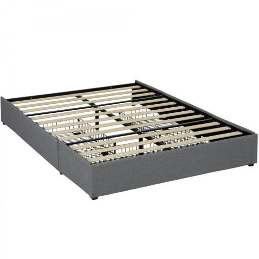 Cama Doble 140x190 cm Somier con 3 Cajones y Estructura de Metal Carga 363 kg Gris [5]