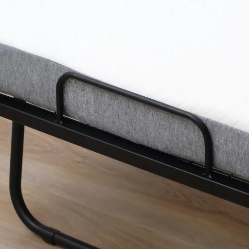 Cama Plegable 200x90 cm con 4 Ruedas, Cama de Camping Portátil, con Colchón Individual de 10 cm, Marco de Acero, Carga 150 kg, para Dormitorio, Salón, Oficina, Blanco [7]