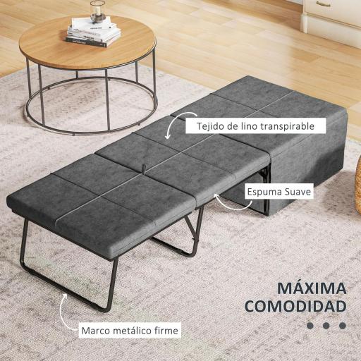Cama Plegatín Plegable 68x180 cm con Colchón de Espuma Funda de Protección Cama de Invitados Carga 120 kg Gris [1]