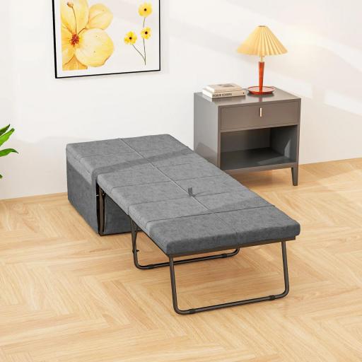 Cama Plegatín Plegable 68x180 cm con Colchón de Espuma Funda de Protección Cama de Invitados Carga 120 kg Gris [4]