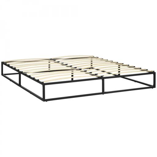 Marco de Cama de 180 cm Estructura de Cama de Acero con Somier de Listones de Madera Contrachapada 180x200x25 cm Negro [9]