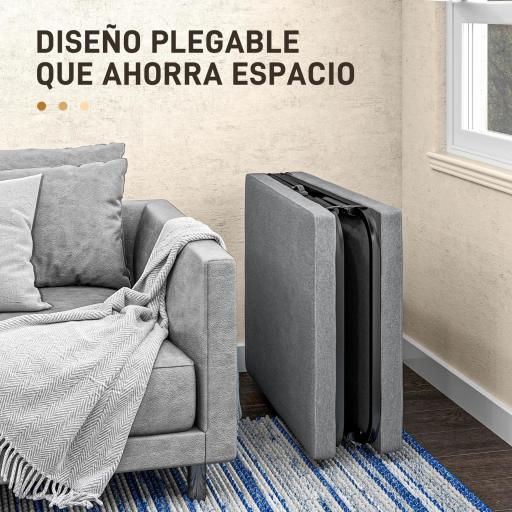 Cama Plegatín Plegable 70x180 cm con Colchón de Espuma con Respaldo Ajustable en 5 Posiciones y Ruedas Carga 120 kg Gris [2]