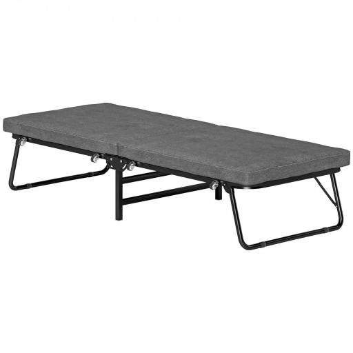 Cama Plegatín Plegable 70x180 cm con Colchón de Espuma con Respaldo Ajustable en 5 Posiciones y Ruedas Carga 120 kg Gris [8]