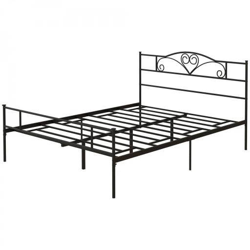 Marco de Cama Doble de Metal para Colchón 150x200 cm con Cabecera y Patas de 31 cm Estructura de Cama Matrimonio con Espacio Bajo de Almacenamiento 158x211x106 cm Negro [9]