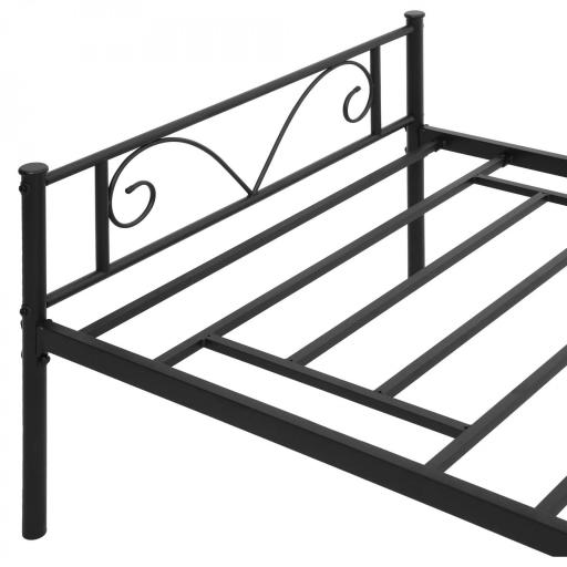 Marco de Cama Individual de Metal 31 cm para Colchón 90x190 cm con Cabecera Forma de Mariposa 95x196x100 cm Negro [4]