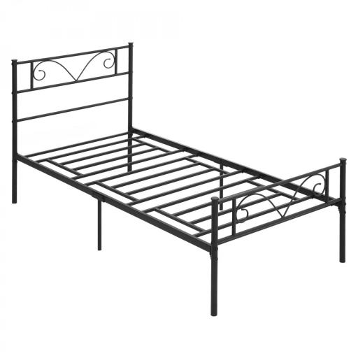 Marco de Cama Individual de Metal 31 cm para Colchón 90x190 cm con Cabecera Forma de Mariposa 95x196x100 cm Negro [9]