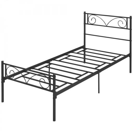 Marco de Cama Individual de Metal 31 cm para Colchón 90x190 cm con Cabecera Forma de Mariposa 95x196x100 cm Negro [8]