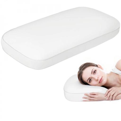 Almohada Viscoelástica 81x40 cm de Espuma Viscoelástica con Diseño Ergonómico para Dormir de Lado y Boca Arriba Crema [8]