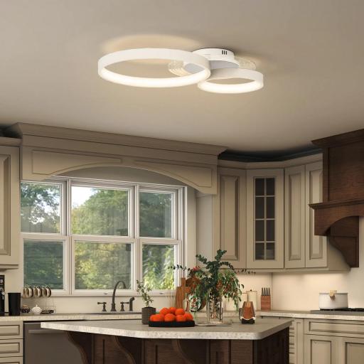 Lámpara de Techo LED 40W 3000 K/4000 K/6500 K para Dormitorio Salón Cocina Comedor Blanco [4]