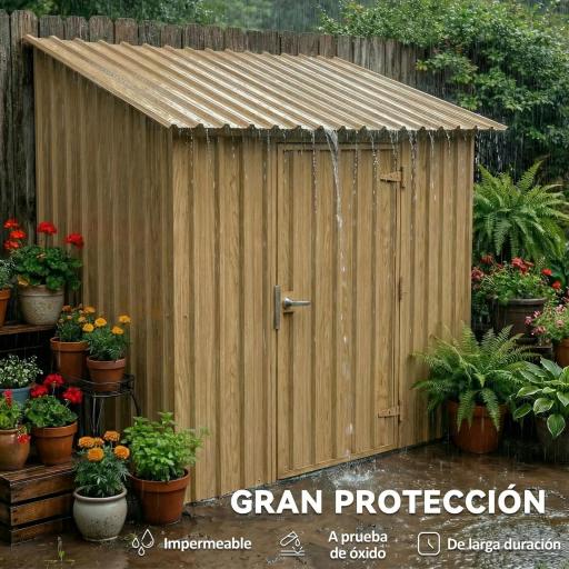 Juego de 12 Paneles para Tejado de Acero Galvanizado 7m² para Caseta de Herramientas Cobertizo 129x45cm Madera Natural [3]