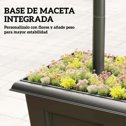 Farola Solar Exterior de Jardín con Macetero 3 Cabezales Impermeable Encendido/Apagado Automático y Altura Ajustable [4]