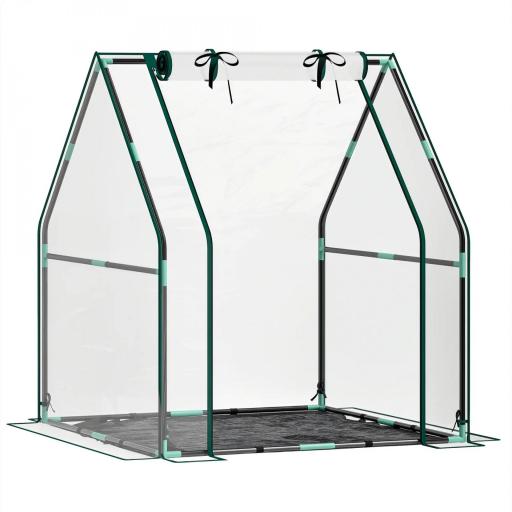 Invernadero de Exterior con Puerta con Cremallera Base Impermeable y Marco de Acero 90x90x105 cm Transparente [9]