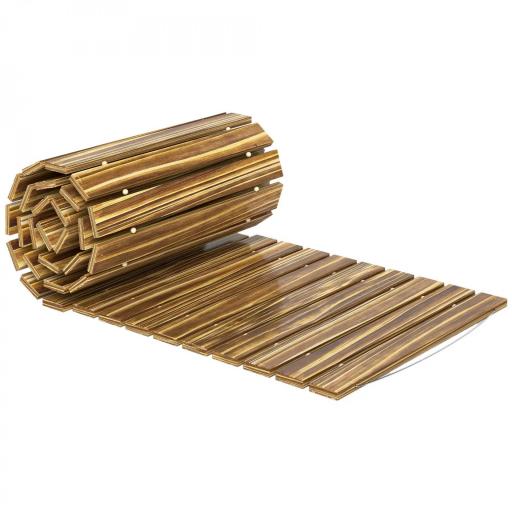 Camino de Jardín de Madera 120x38 cm Pasarela Recta Enrollable para Exteriores Resistente a la Intemperie Carbonizado [9]