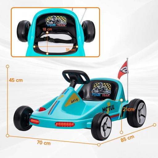 Kart Eléctrico 6 V Kart para Niños de +3 Años con Música Luz Bocina Cinturón de Seguridad Go Kart Carga 50 kg Azul [1]