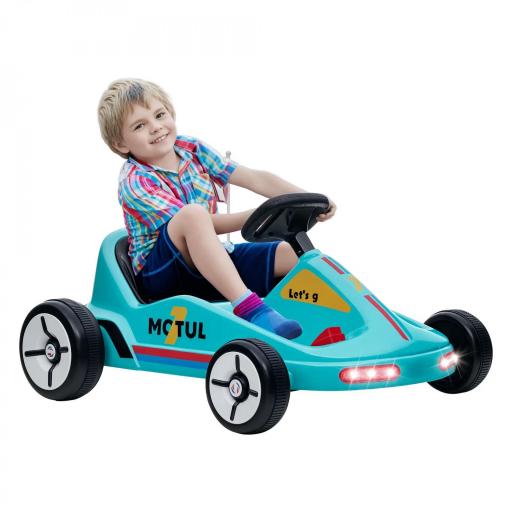 Kart Eléctrico 6 V Kart para Niños de +3 Años con Música Luz Bocina Cinturón de Seguridad Go Kart Carga 50 kg Azul [9]