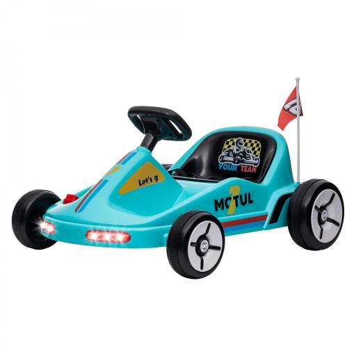 Kart Eléctrico 6 V Kart para Niños de +3 Años con Música Luz Bocina Cinturón de Seguridad Go Kart Carga 50 kg Azul [8]