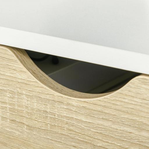 Set de 2 Mesitas de Noche Mesa Auxiliar Mesillas de Noche con Cajón y Estante de Almacenamiento para Dormitorio Salón Cama Oficina Estilo Moderno 50x39x51 cm Blanco y Roble [6]