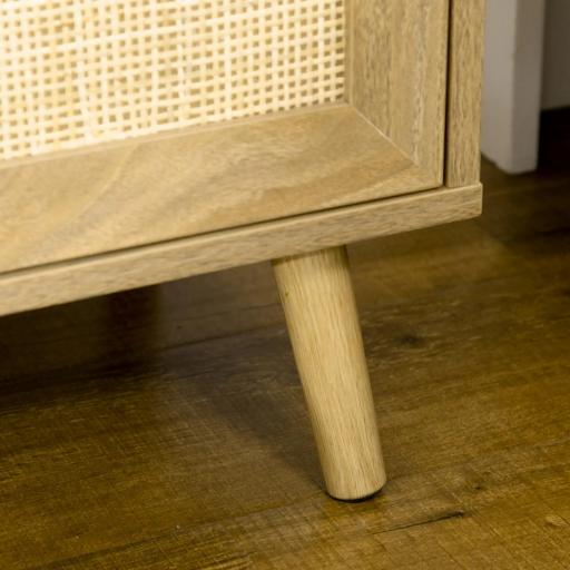 Mesita de Noche con Puerta de Rejilla Mesita Auxiliar para Dormitorio Salón Cama 39x35x60 cm Madera Natural [4]