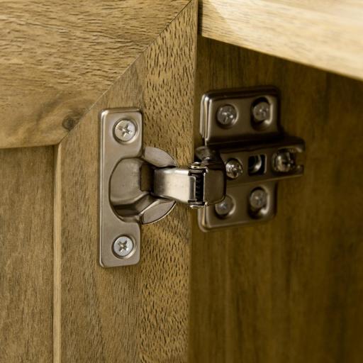 Mesita de Noche con Puerta de Rejilla Mesita Auxiliar para Dormitorio Salón Cama 39x35x60 cm Madera Natural [2]