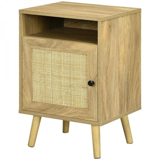 Mesita de Noche con Puerta de Rejilla Mesita Auxiliar para Dormitorio Salón Cama 39x35x60 cm Madera Natural [8]