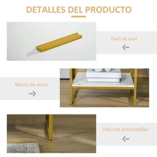 Mesita de Noche Mesa Auxiliar con Cajón y Estante de Almacenamiento para Dormitorio Salón Cama Oficina Estilo Moderno 45x40x60 cm Blanco [3]