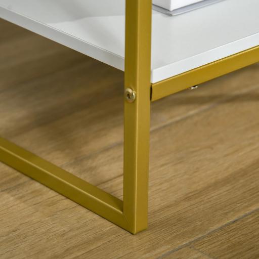 Mesita de Noche Mesa Auxiliar con Cajón y Estante de Almacenamiento para Dormitorio Salón Cama Oficina Estilo Moderno 45x40x60 cm Blanco [6]