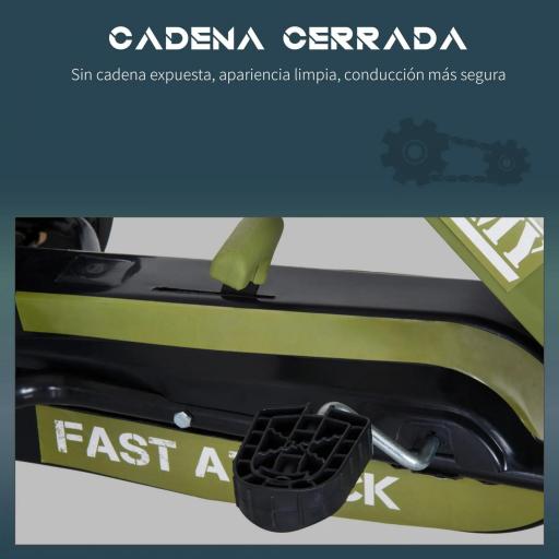 Go Kart Coche de Pedales Racing Deportivo con Asiento Ajustable Embrague y Freno para Niños 3-6 Años Carga 35kg 99x65x56cm Marco Acero Negro y Verde [5]