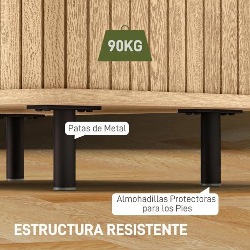 Pack de 2 Mesitas de Noche con Puertas Correderas 2 Estantes y Patas de Acero Estilo Escandinavo 48x40x48 cm Roble [7]