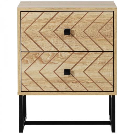 Mesita de Noche con 2 Cajones Cajonera de Madera para Dormitorio Armario Almacenamiento 48x39,5x60 cm [6]