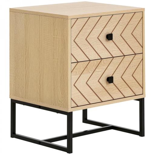 Mesita de Noche con 2 Cajones Cajonera de Madera para Dormitorio Armario Almacenamiento 48x39,5x60 cm [4]