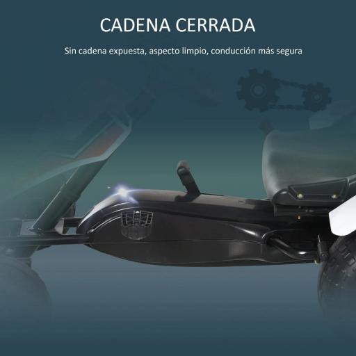 Go Kart a Pedales para Niños de +3 Años Coche de Pedales Infantil con Asiento Ajustable y Freno de Mano 104x66x57 cm Blanco y Negro [3]