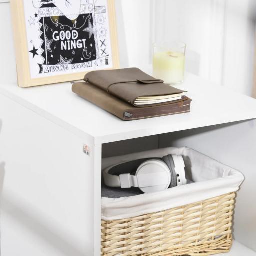Mesita de Noche con 1 Cajón y Estante Mesa Auxiliar de Estilo Nórdico para Salón Dormitorio 40x40x62 cm Blanco [4]