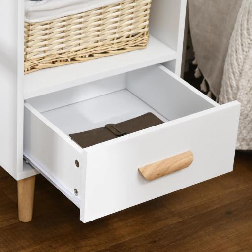 Mesita de Noche con 1 Cajón y Estante Mesa Auxiliar de Estilo Nórdico para Salón Dormitorio 40x40x62 cm Blanco [5]