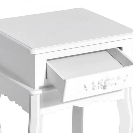 Mesita de Noche con 1 Cajón Mesa Auxiliar de Madera para Dormitorio Salón Estilo Moderno 40x35x60 cm Blanco [7]