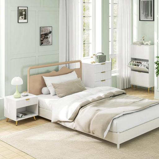 Mesita de Noche Moderna Mesilla de Noche con Cajón y Compartimento Abierto para Dormitorio Salón 50x40x47 cm Blanco [7]