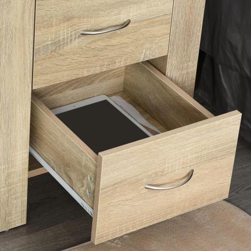 Mesita de Noche Mesilla de Noche con Cajones y Estilo Moderno Mesa Auxiliar para Dormitorio Salón 48x39x54 cm Natural [4]