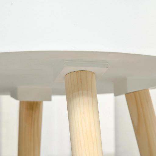 Mesa Auxiliar de Salón Moderna Mesita de Noche con Tapa Extraíble Espacio de Almacenamiento y Patas de Madera para Dormitorio Sofá Esquina Ø38x63 cm Blanco [5]