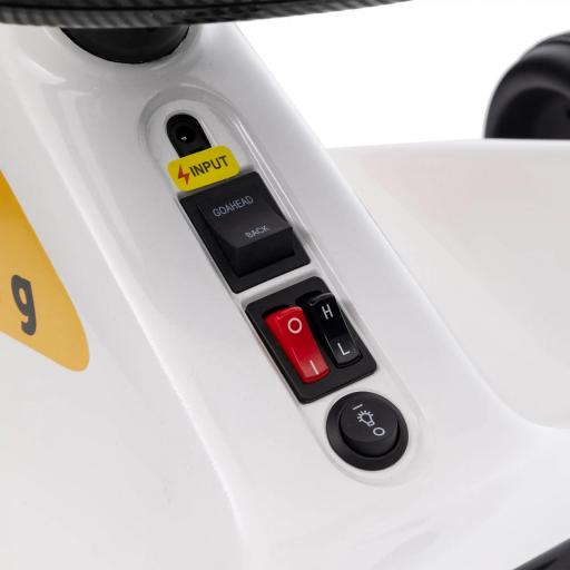 Kart Eléctrico 6 V Kart para Niños de +3 Años con Música Luz Bocina Cinturón de Seguridad Go Kart Carga 50 kg Blanco [7]