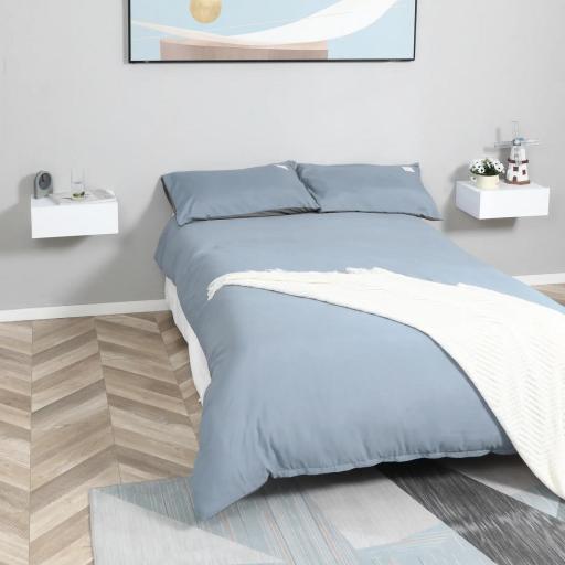 Juego de 2 Mesitas de Noche Flotantes con Cajón, Mesillas de Noche Dormitorio, Montado en la Pared, Estilo Moderno, para Sala de Estar, 40x30x15 cm, Blanco [5]
