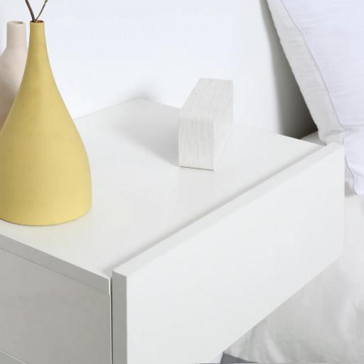 Juego de 2 Mesitas de Noche Flotantes con Cajón, Mesillas de Noche Dormitorio, Montado en la Pared, Estilo Moderno, para Sala de Estar, 40x30x15 cm, Blanco [2]