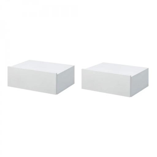 Juego de 2 Mesitas de Noche Flotantes con Cajón, Mesillas de Noche Dormitorio, Montado en la Pared, Estilo Moderno, para Sala de Estar, 40x30x15 cm, Blanco [8]