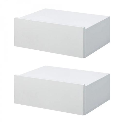 Juego de 2 Mesitas de Noche Flotantes con Cajón, Mesillas de Noche Dormitorio, Montado en la Pared, Estilo Moderno, para Sala de Estar, 40x30x15 cm, Blanco [9]