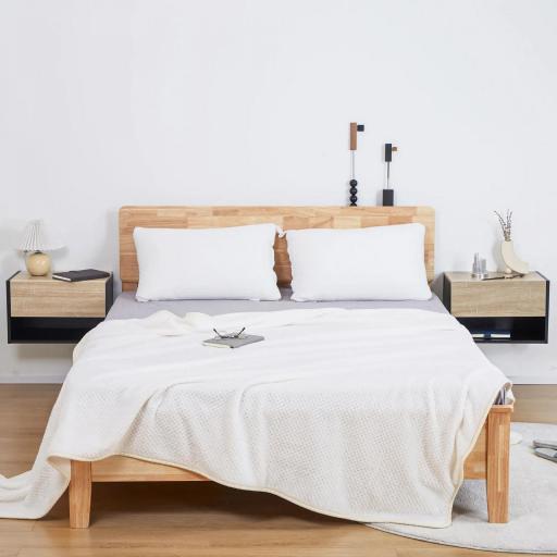 Juego de 2 Mesitas de Noche Flotantes Mesitas de Noche Colgantes con 1 Cajón y Estante Abierto 46x30x30cm Roble y Negro [3]