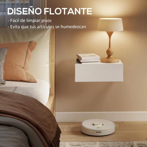 Juego de 2 Mesitas de Noche Flotantes con 1 Cajón Montado en la Pared Estilo Moderno para Dormitorio 40x30x15 cm Blanco [2]