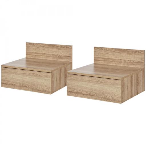 2 Mesitas de Noche Flotantes Juego de 2 Mesillas de Noche con Cajón para Dormitorio Habitación 43x36,5x30,5 cm Natural [9]