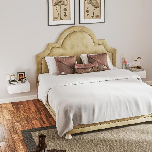 Juego de 2 Mesitas de Noche Colgantes Mesillas de Noche para Dormitorio con Cajón 43x36,5x30,5 cm Blanco [6]