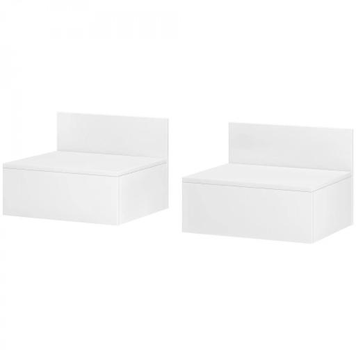 Juego de 2 Mesitas de Noche Colgantes Mesillas de Noche para Dormitorio con Cajón 43x36,5x30,5 cm Blanco [9]