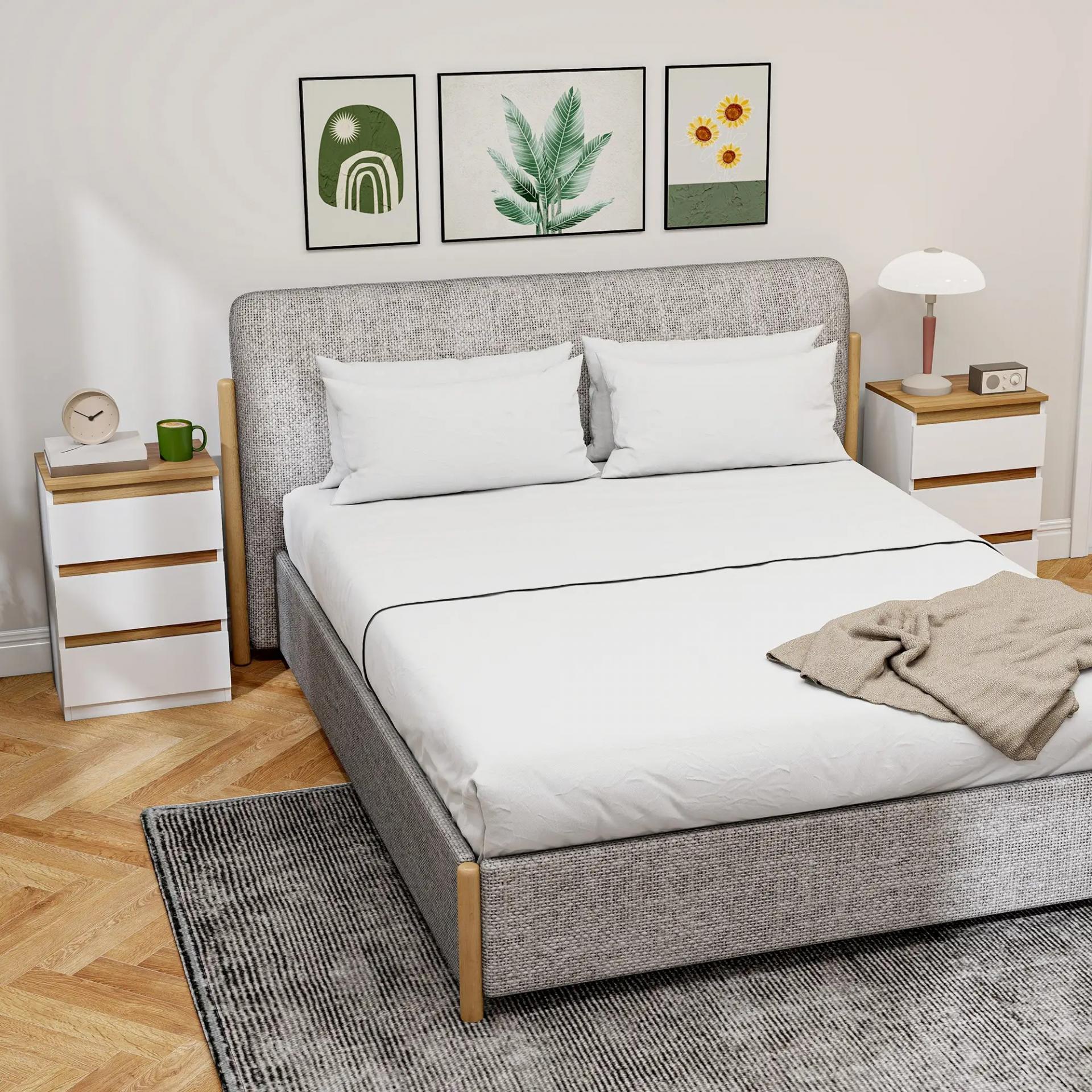 de 2 Mesitas de Noche Estrechas de 3 Cajones Cajoneras para Salón Pasillo 40x30x59,5 cm Blanco